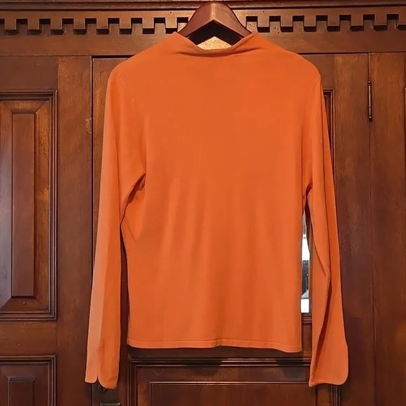 Elizabeth James Tangerine Vee Neck Sweater Size XL - Picture 2 of 5